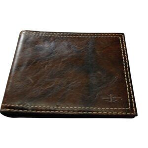 Dockers Men's Genuine Leather Brown Bifold Wallet Classic Casual Logo Folding